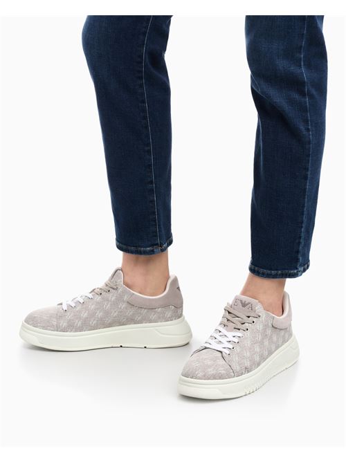 Canvas sneakers with all-over logo print Emporio Armani | EW003997 AF23350.U6154